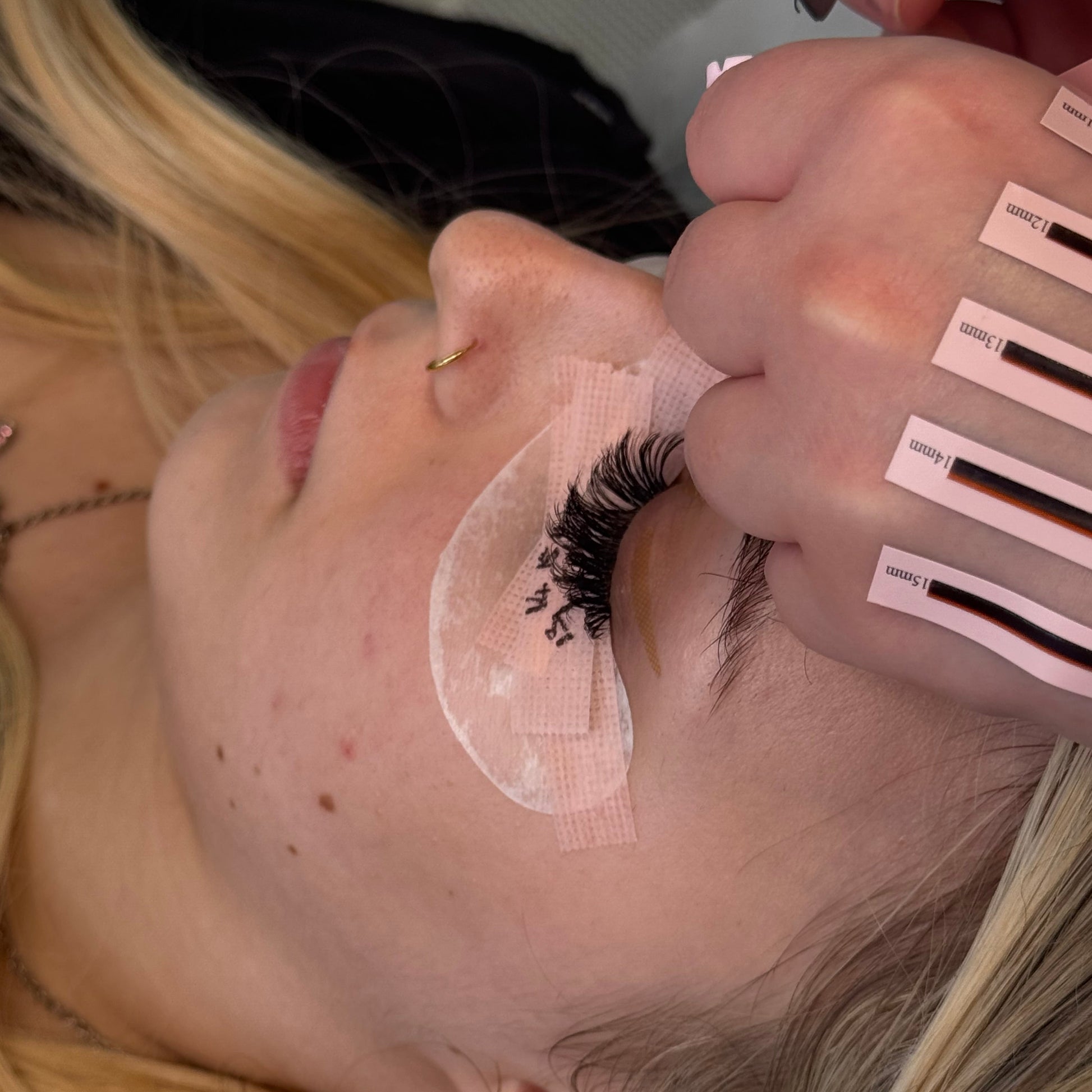 Close-up of full volume lash set created during accredited lash training