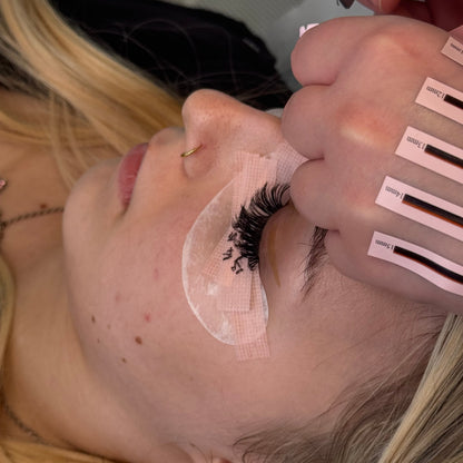 Close-up of full volume lash set created during accredited lash training
